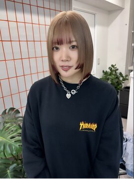 ペレ 渋谷(PELE) 黒髪／グレーベージュ/レイヤーロング/前髪パーマ／渋 谷