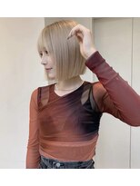 トニーアンドガイ 青山店(TONI & GUY)&nbsp;大人ボブ × ミルクティーブロンド 前髪あり 似合わせカット