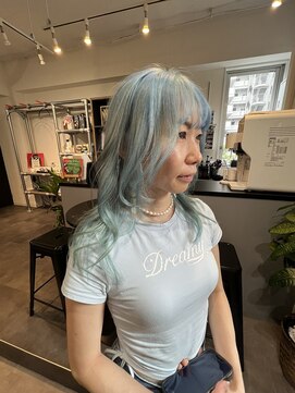 ファーム 大崎店(FAAM) 水色レイヤー×ケアブリーチ