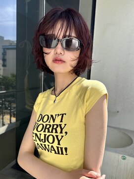 イトシテ ボブパーマ×ボルドーレッド　【鎌田　隆雅】