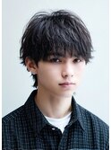 メンズマッシュウルフカット波巻きツイストスパイラルパーマ