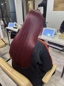 アジールヘア 所沢プロペ通り店(agir hair) 20代30代◎ワインレッドで艶感ボルドー韓国風くびれヘア