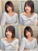 大人ガーリーダークアッシュミディアムレイヤーカット髪質改善