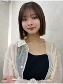 顔周りカット/縮毛矯正/ダークブラウン/コーラルピンク