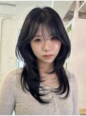 韓国風/レイヤー/前髪カット/オリーブ/透明感/ハッシュカット