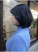 【mois】グラボブ×(ブリーチ有り)ネイビーカラー(仙台／青葉区)