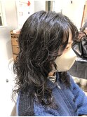 ハイレイヤー　ウルフセミロング　低温デジタルパーマ