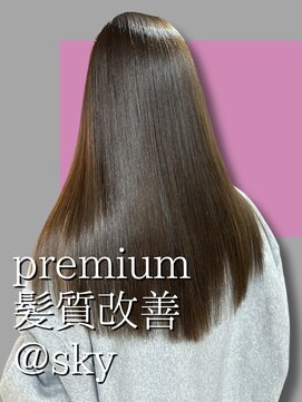 スカイ(SKY) 髪質改善縮毛矯正韓国風レイヤーカットダブルカラーベージュ