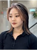 原宿ローライトブリーチダブルカラーインナーカラーショートボブ