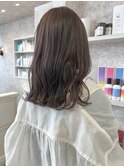 福山市美容室Caary透明感カラー柔らかブラウンカラーセミロング