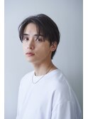 センターパートショートワックスなしスタイリング簡単メンズヘア