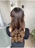 ハーフツイン　ハーフアップ　アップヘア