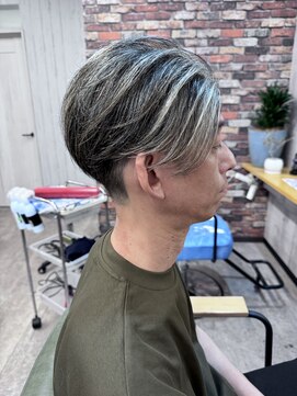 ルーナヘアー(LUNA hair) 白髪ぼかし メッシュ ホワイトシルバー センターパート メンズ