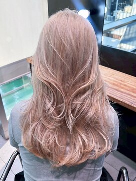 ハイトーンダブルカラーブリーチ顔周りレイヤーロング_ba563572