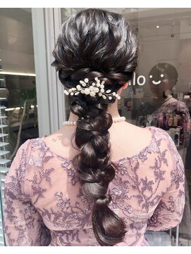 結婚式ヘアセット/編みおろしアレンジ