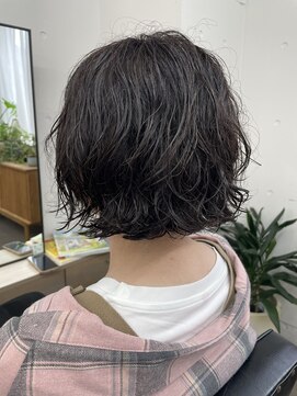 ユノ(juno) 【中目黒】ミニボブパーマと白髪ぼかしカラー♪レイヤーボブ
