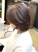 ハイライト/オレンジ/レイヤーカット/ボブ/エアリーボブ