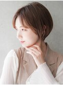大人可愛い20代30代40代黒髪前下がりショートボブ丸みショート◎