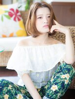 +animo吉川美南+かきあげバング！ハイトーンカラーワンレンボブL