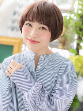 カバーヘア ブリス 志木南口駅前店(COVER HAIR bliss) ピンクブラウン艶カラー小顔前下がりショートh3志木20代30代40代