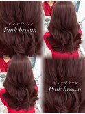 韓国ヘア　透明感カラー　ピンクブラウン
