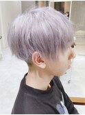 ツーブロック刈り上げフェザーショート/ホワイトシルバー