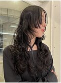 顔まわりカット姫カットロングパーマドライパーマくせ毛カット