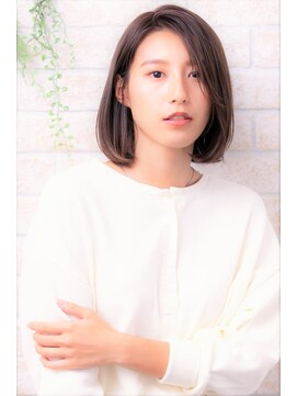 ソア 武蔵小杉(SOAR) かきあげマロンベージュストカールくびれヘア黒髪Aラインボブ