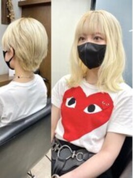 ディア(.eer) ブロンドヘア×ミディアム◎ショートから馴染むシールエクステ