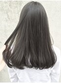 ●ブリーチなしカラー　暗髪ヘアグレージュ　ラベンダーアッシュ