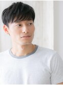 大人かっこいいブラック斜めバングツーブロックマッシュF越谷