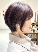 【まとまりショートボブ/暖色カラー/30代40代髪型】