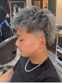 ツイストパーマ×ホワイトメッシュ×マレット　京都　山科