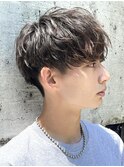 心斎橋シャドウパーマメンズマッシュウルフカット波巻きパーマ