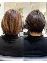 バンプ ギンザ(BUMP GINZA) 40代50代白髪ぼかし銀座ショートボブ大人かわいい前髪ありE