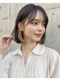 黒髪/グレーベージュ/レイヤーロング/前髪パーマ[新宿駅]