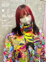 ガルボ ヘアー(garbo hair)&nbsp;赤髪　黒髪　ウルフ　重め前髪　ぱっつん　個性　プルエクステ