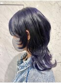 ウルフカット×パープルカラー