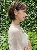 大人可愛い20代30代40アッシュショートボブ耳かけボブ◎