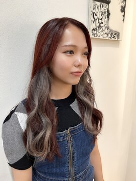 ルーム(Room) 韓国ロング/ヨシンモリ/グレーインナーカラー/オレンジブラウン