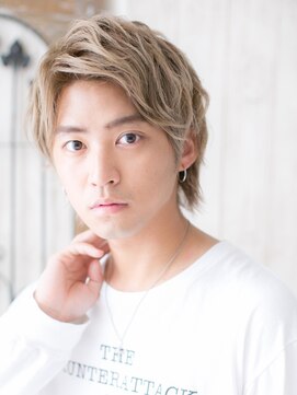 モッズヘアメン 名護大東店(mod's hair men) ワイルドアップバングのハイトーンカラーウルフヘアi名護大東