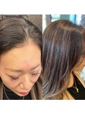 白髪カバー　明るめハイライトデザイン