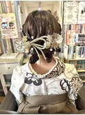 編み込みツインアレンジ　卒業式ヘア