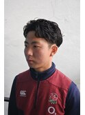 ラルフカール波巻きハイライトアップバングツーブロックマッシュ