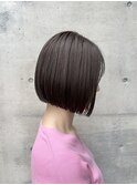 【イルミナカラー】ダークグレージュ切りっぱなしボブ