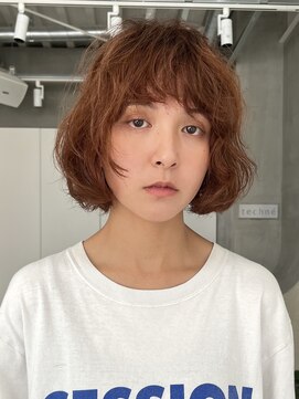 テクネ 天神大名(techne) 天神大名顔周りレイヤーカットミディアムボブタッセルボブパーマ