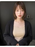 20・30代くびれボブレイヤー/イヤリングカラー/艶ブラウンカラー