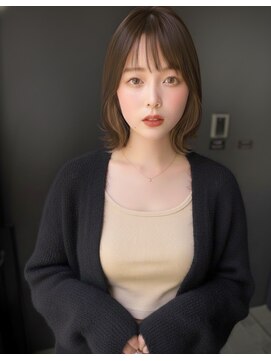 サンド 銀座(sand) 20・30代くびれボブレイヤー/イヤリングカラー/艶ブラウンカラー