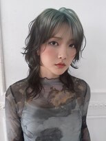 ディーバ 横浜(D.I.E.V.A)&nbsp;10代20代ミディアムウルフダブルカラーオリーブグレージュ