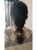編みおろしヘアアレンジ/結婚式/2次会/卒業式/成人式